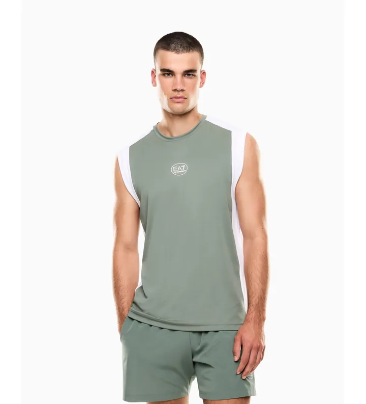 EA7 para hombre. 7M001527_AF22175 Camiseta Tennis Pro verde (3XL), Deportivo, Sintético, Sin mangas / Tirantes