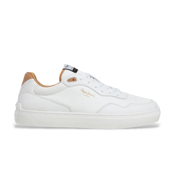 Pepe Jeans para hombre. PMS000038 Zapatillas de Piel Camden Main blanco (41), Plano, Cordones, Casual