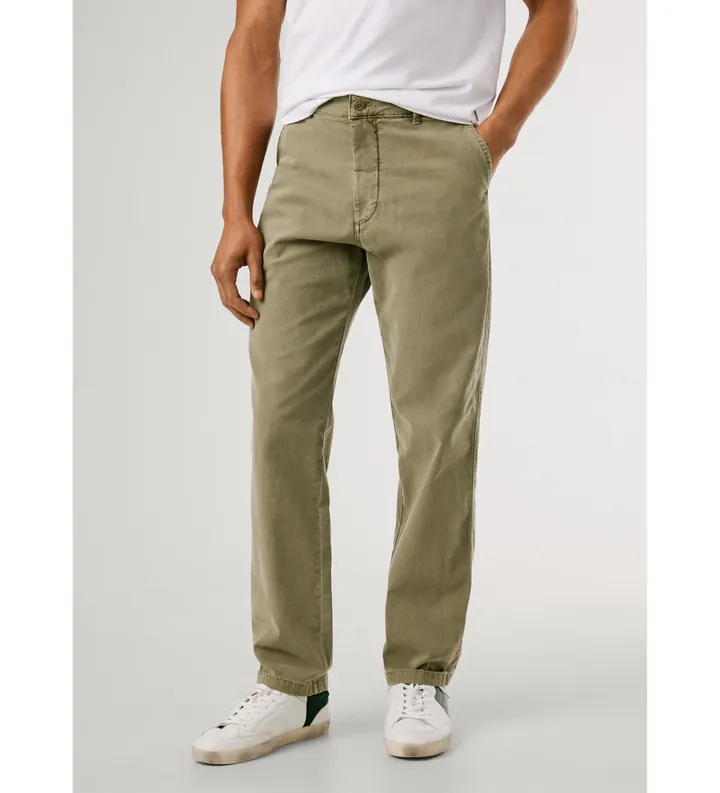 Pepe Jeans para hombre. PM2100007 Pantalón Regular Chino Canvas verde (32), Casual, Algodón