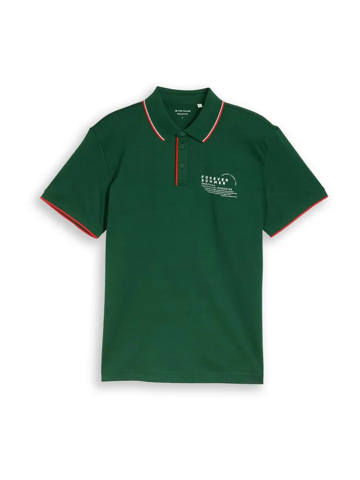 TOM TAILOR Camiseta verde oscuro / rojo / blanco