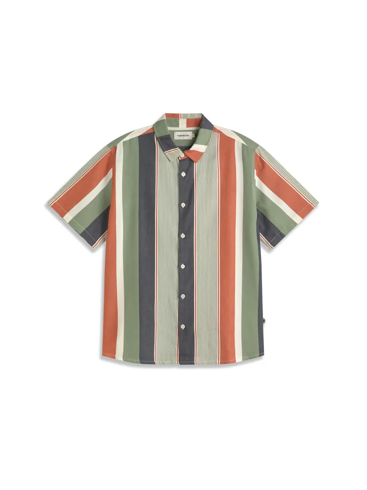 Thinking MU Camisa ' TOM ' marino / caqui / verde claro / naranja oscuro