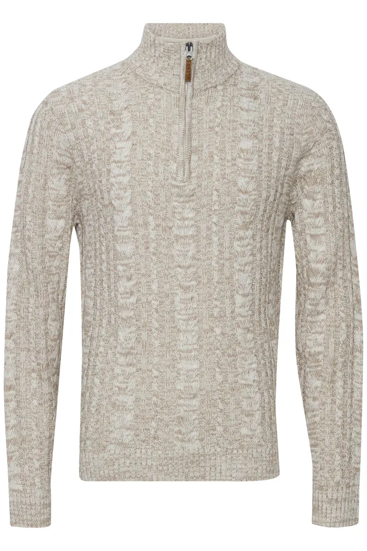 BLEND Jersey 'Zotem' marrón / blanco lana