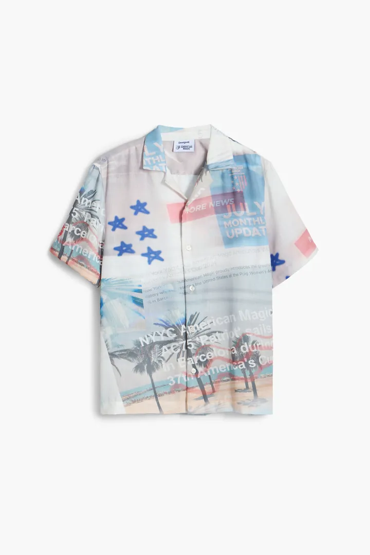 Desigual, Camisa estampada American Magic, Blanco, L