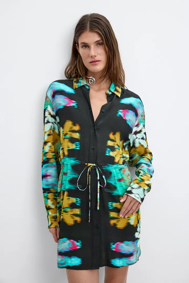 Desigual, Vestido Manga Larga M C Lacroix, Mujer, Viscosa, Negro, L