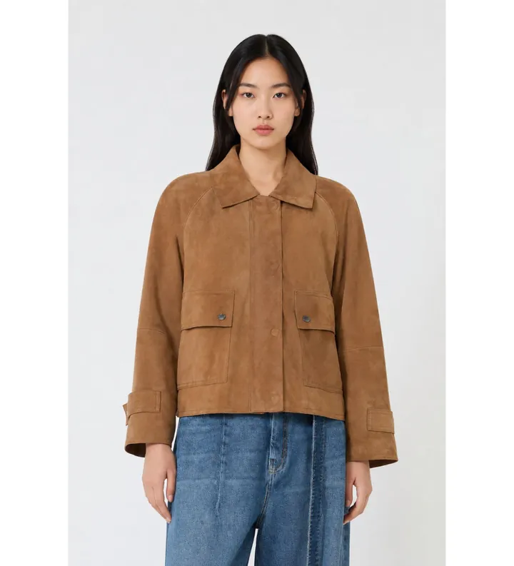 Weekend Max Mara para mujer. 2625446061650 Chaqueta de Cuero Abito beige (36), Marrón, Casual, Piel