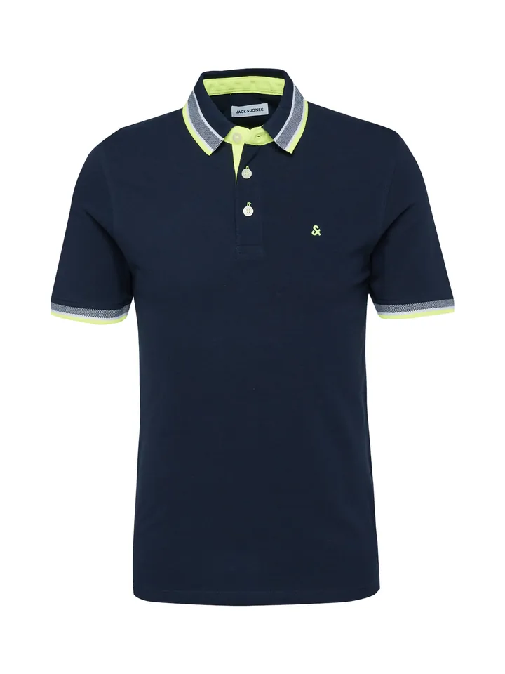 JACK & JONES Camiseta 'Paulos' gris / verde neón / negro