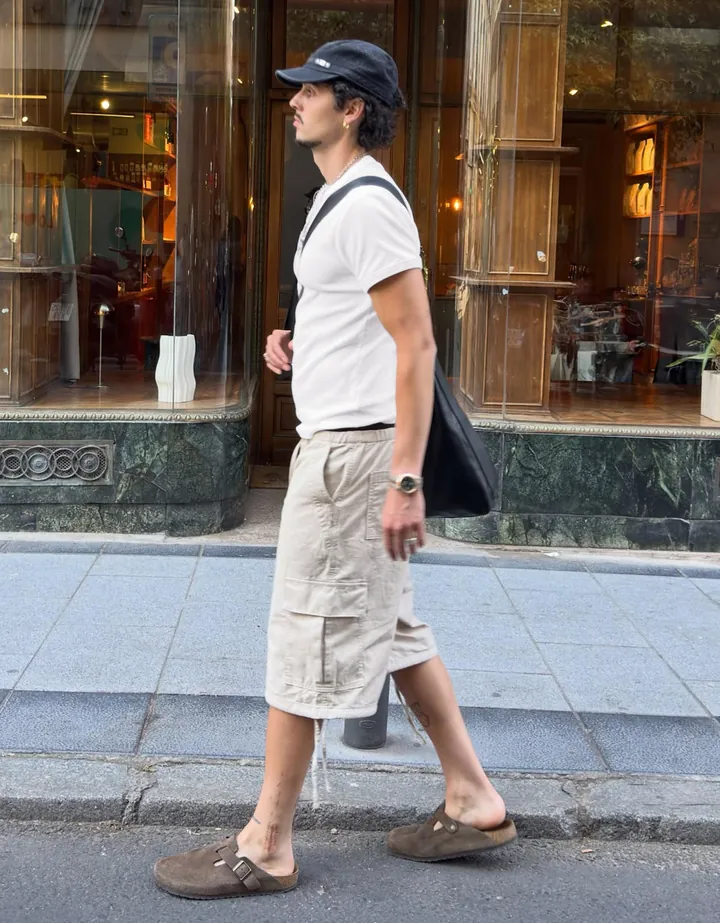 Bershka Bermuda Wide Cargo Hombre L Arena