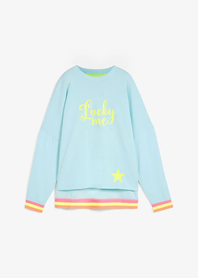 Sudadera oversize con puños multicolores de algodón puro