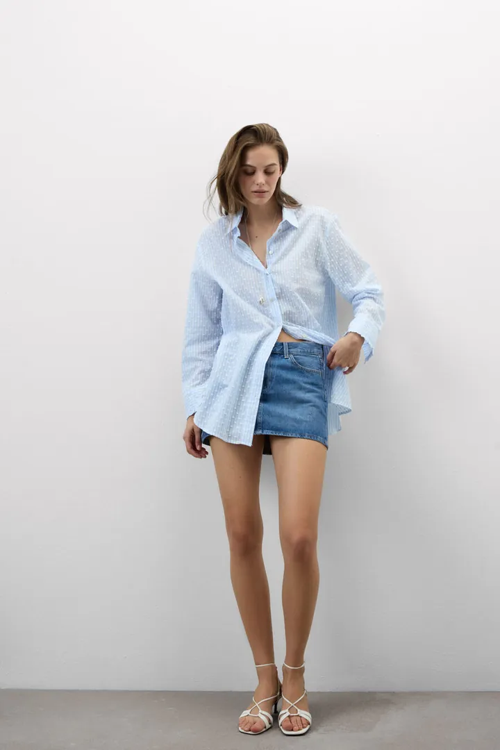 Intimissimi Camisa de Tela de Algodón Plumetis Romantic Stripes Mujer Rayas Tamaño L