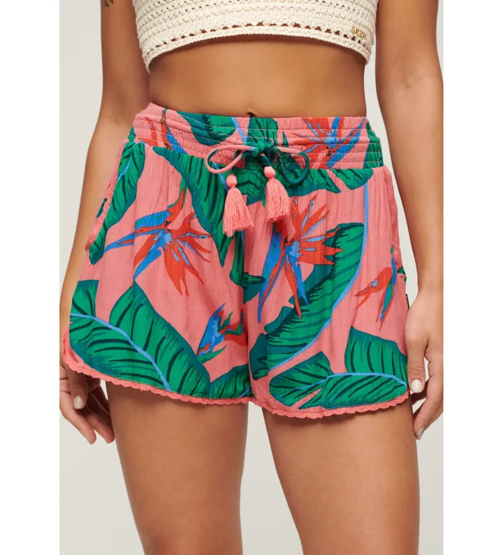 Superdry para mujer. W7110423A Pantalón corto playero rosa (M), Casual, Viscosa