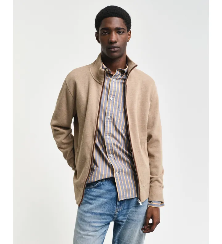 Gant para hombre. 2028042 Cárdigan Sacker Rib con cremallera beige (3XL), Casual, Algodón