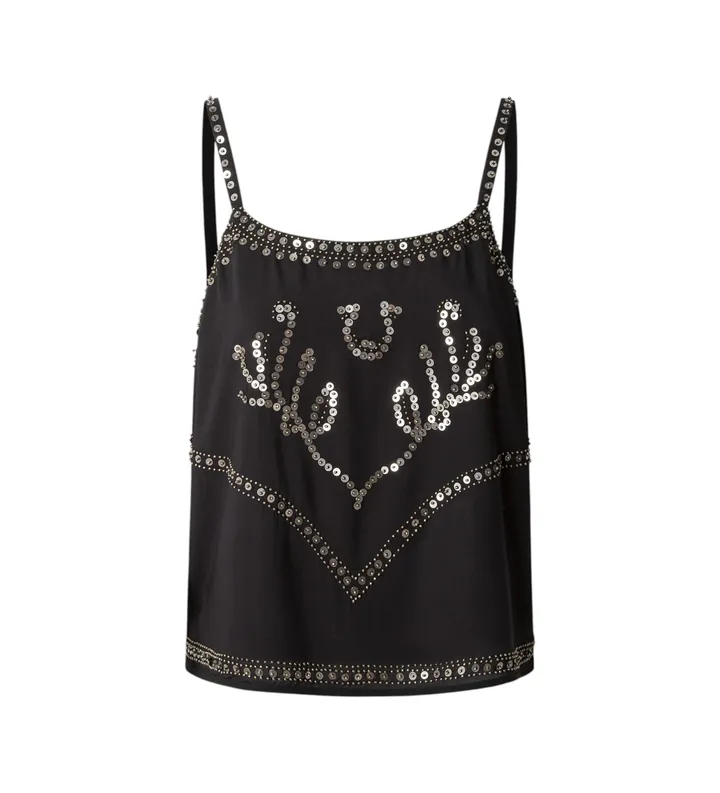 Pepe Jeans para mujer. PL305049 Top Eartly negro (L), Casual, Algodón, Sin mangas / Tirantes