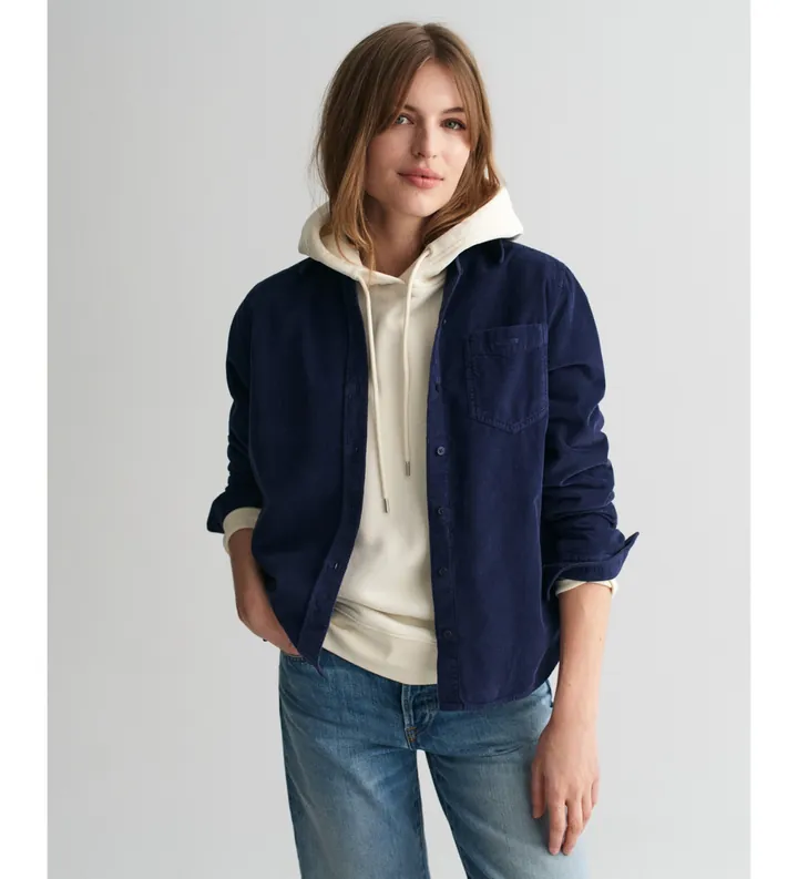 Gant para mujer. 4300399 Camisa Regular Fit de pana marino (34), Casual, Algodón, Manga larga