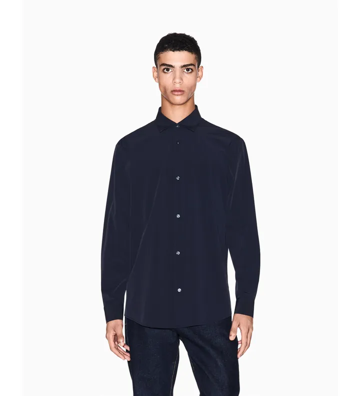 A|X Armani Exchange para hombre. XM001567AF19193UB101 Camisa Button marino (L), Casual, Poliamida, Manga larga