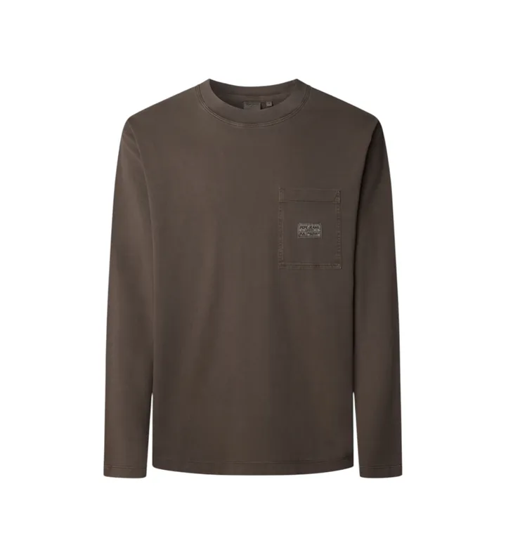 Pepe Jeans para hombre. PM5010100 Camiseta Thor marrón (L), Casual, Algodón, Manga larga