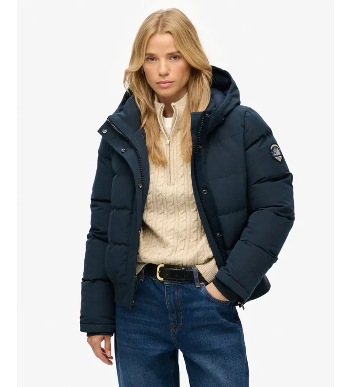 Superdry para mujer. W5011993A Chaqueta Everest marino (L), Casual, Poliéster