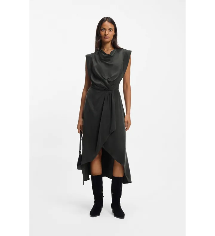 BOSS para mujer. 50553517 Vestido Dratty gris oscuro (36), Casual, Sintético, Sin mangas / Tirantes