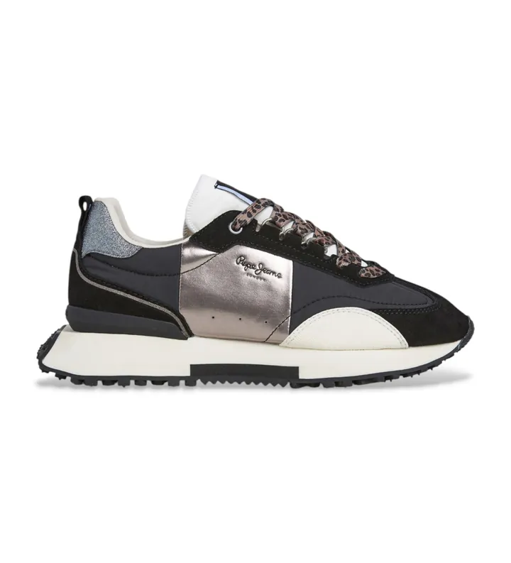 Pepe Jeans para mujer. PLS600001 Zapatillas de piel Archer Elite negro (38), Plano, Cordones, Casual
