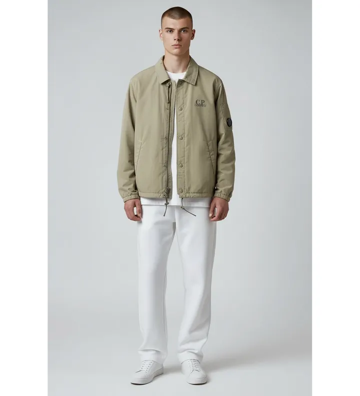 C.P. Company para hombre. 20CMOS007A005904D Camisa Chrome verde (M), Casual, Poliamida, Manga larga