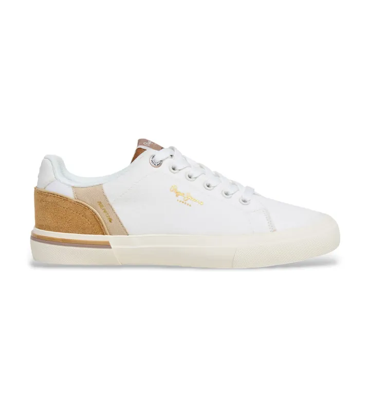 Pepe Jeans para mujer. PLS300014 Zapatillas Kenton Combi blanco (36), Tela, Plano, Cordones, Casual