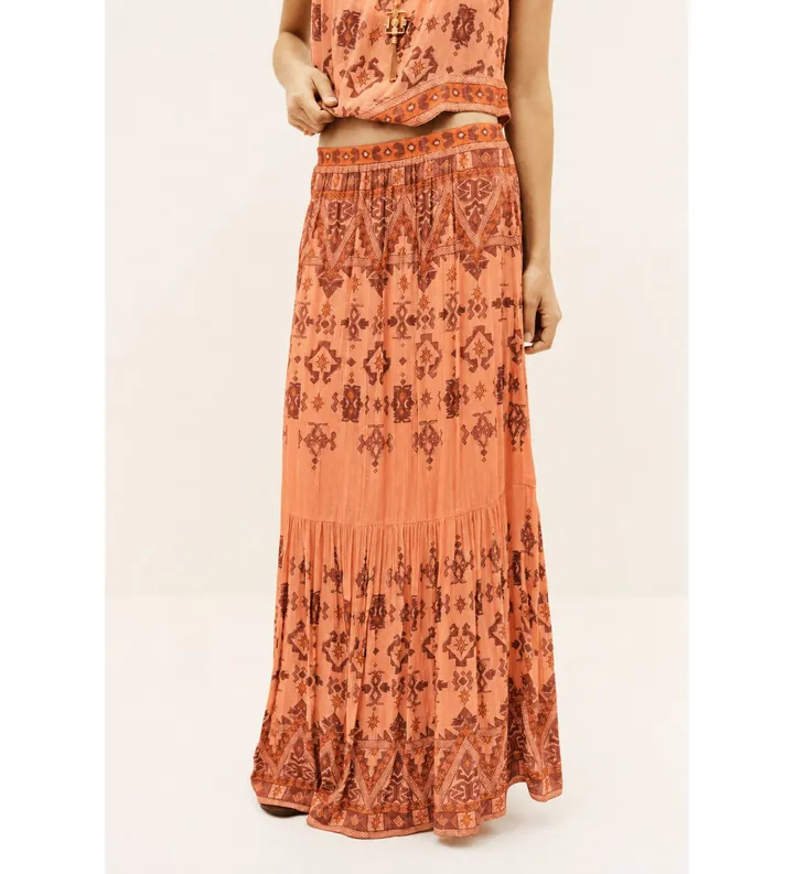 BA&SH para mujer. 1E26ZAYA Falda Zaya naranja (34), Casual, Viscosa