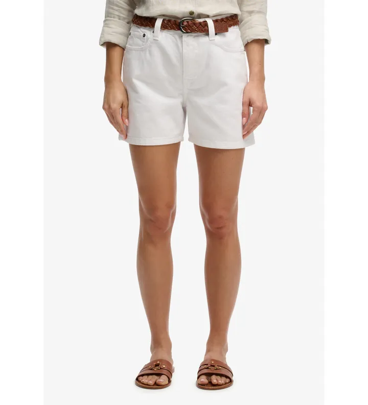 Superdry para mujer. W7110491A Shorts Mid Rise blanco (26), Casual, Algodón