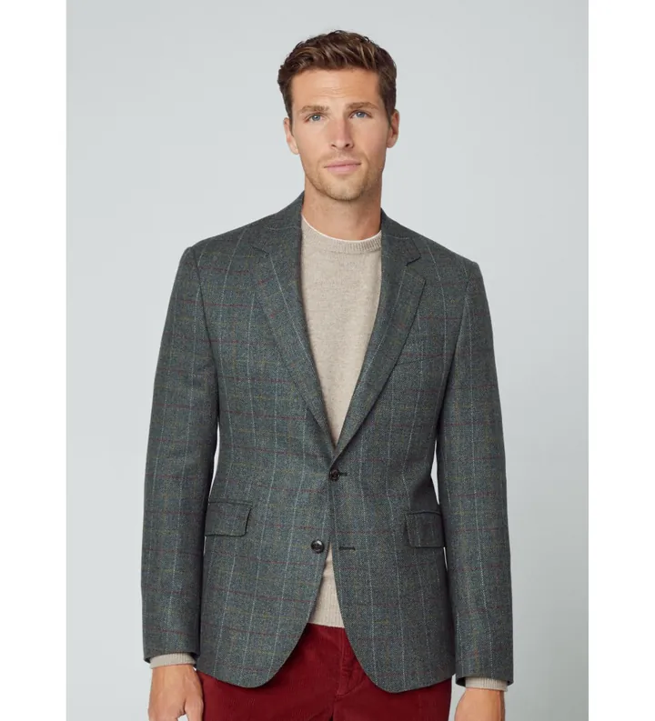 Hackett London para hombre. HM443289 Americana Cash Tattersal verde (40/34), Casual, Fiesta, Lana, Clásico, Manga larga