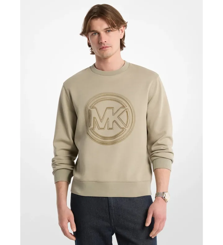 Michael Kors para hombre. CT653715MF Sudadera de mezcla de algodón con logotipo y cuello redondo beige (L), Casual, Algodón Orgánico