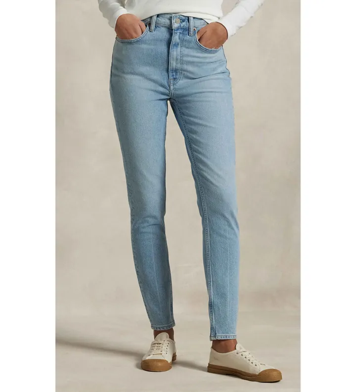 Polo Ralph Lauren para mujer. 211969390001 Jeans de Tiro Alto Super Slim azul (24/32), Casual, Algodón, Denim