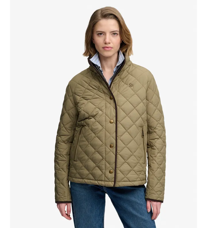 Superdry para mujer. W5012040A Chaqueta Forrada Estate Country verde (L), Casual, Poliéster