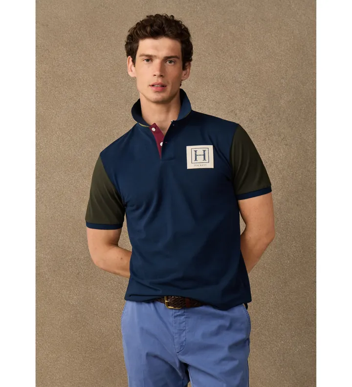 Hackett London para hombre. HM5600225 Polo Multi marino (L), Casual, Algodón, Manga corta