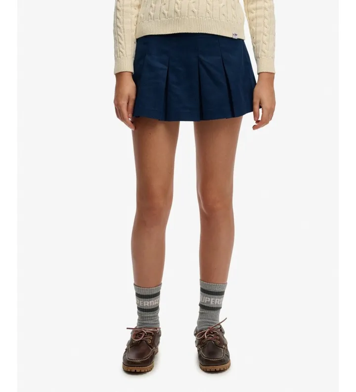 Superdry para mujer. W7210419A Falda pantalón Pleated azul marino (L), Casual, Poliéster
