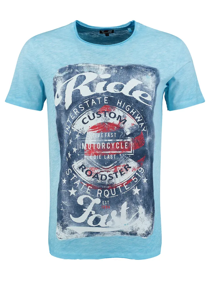 Key Largo Camiseta 'Fast' azul cielo / azul denim / rojo