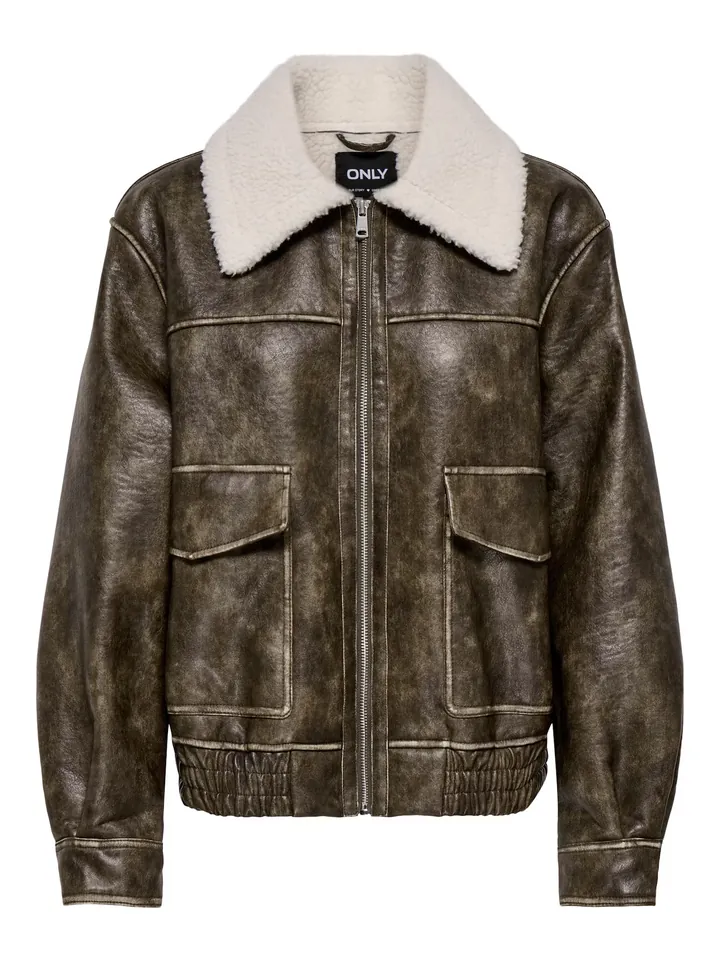 ONLY Chaqueta de entretiempo 'ONLINGRID' marrón moteado / blanco lana