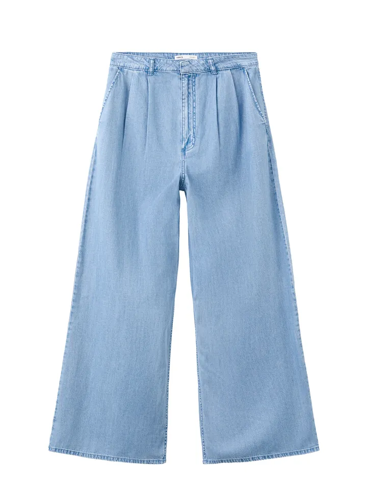 MANGO Pantalón vaquero plisado 'Ibiza' azul denim