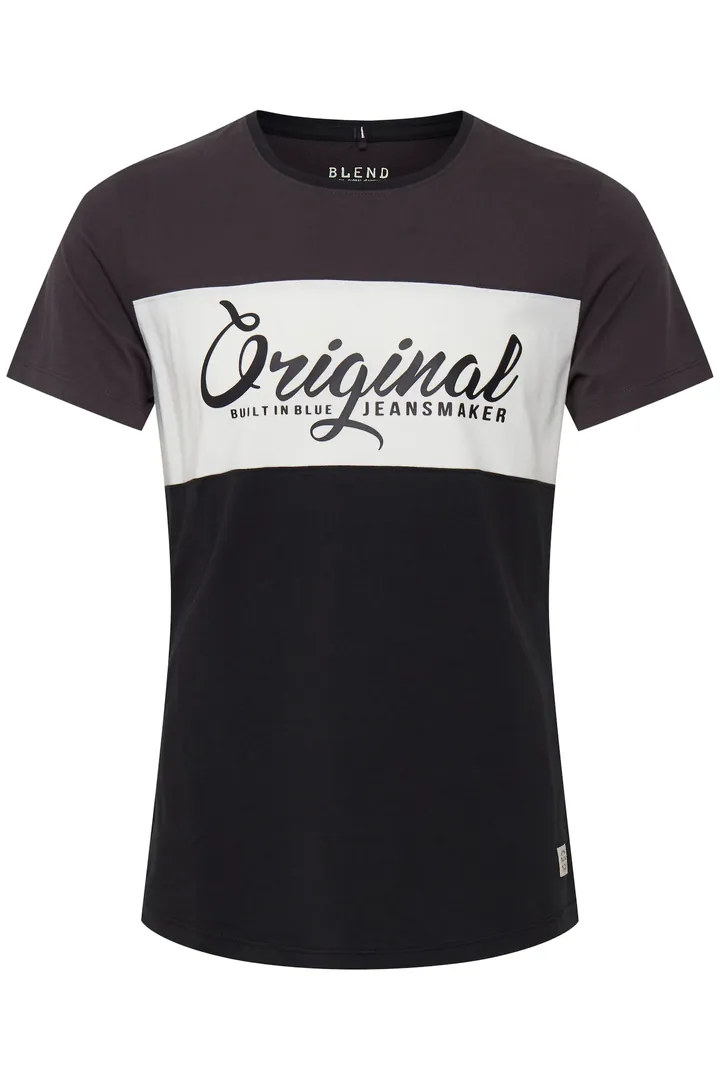 BLEND Camiseta 'MALTE' gris / negro / blanco