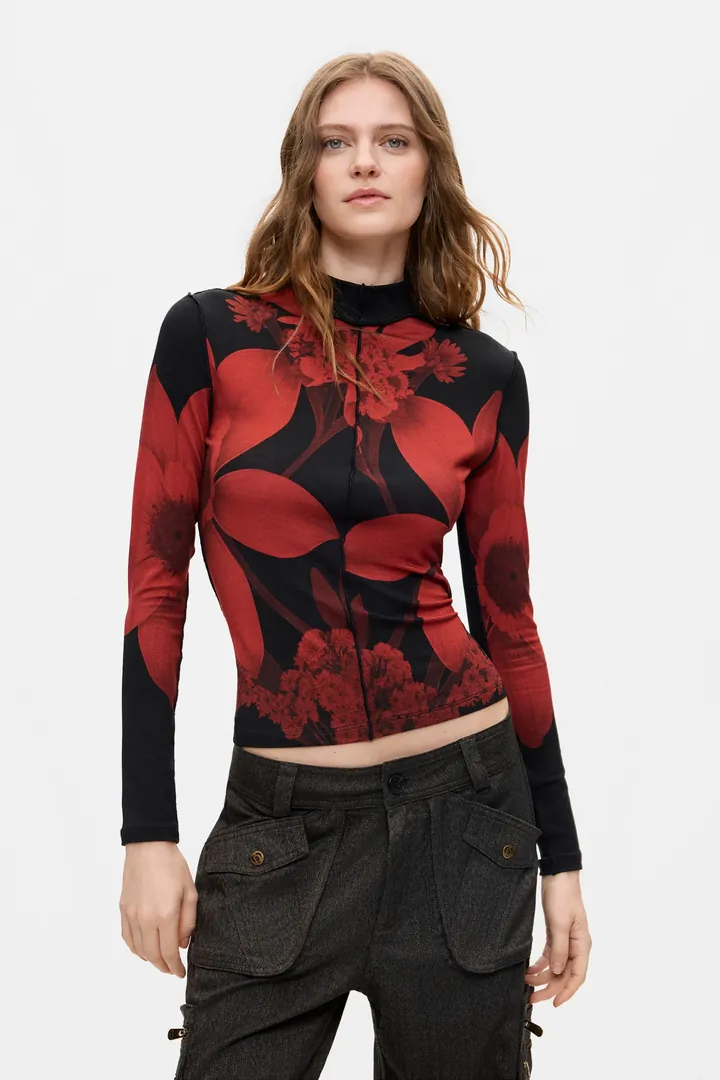 Desigual, Camiseta Punto Estampada, Mujer, Viscosa, Negro, L