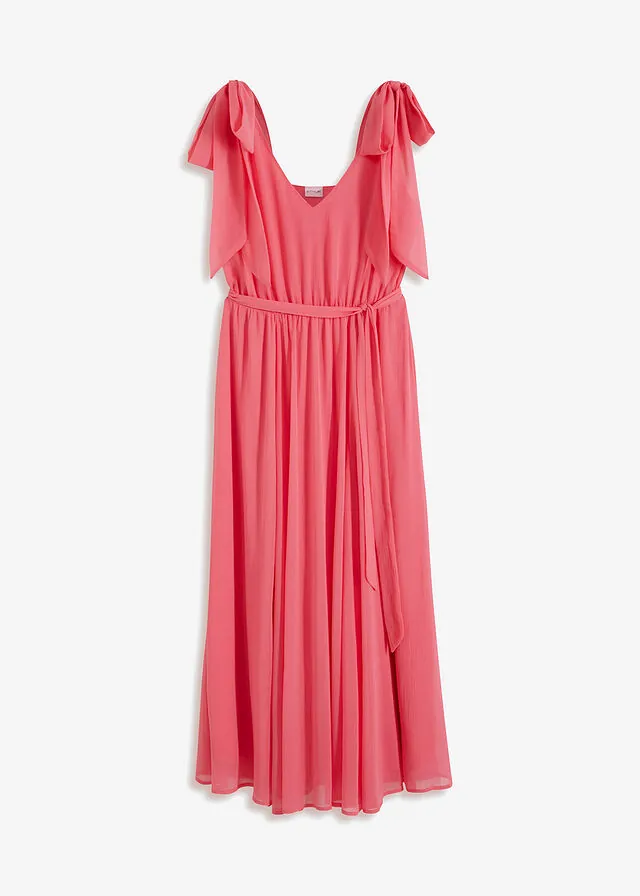 Vestido de gasa con detalles de lazo