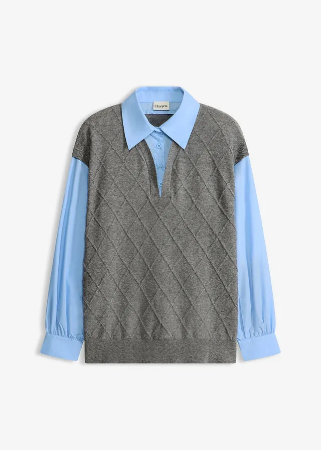 Jersey sin mangas con inserto de blusa y contenido de algodón