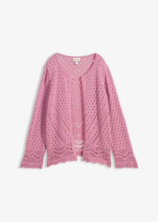 Chaqueta de punto ajour de algodón puro