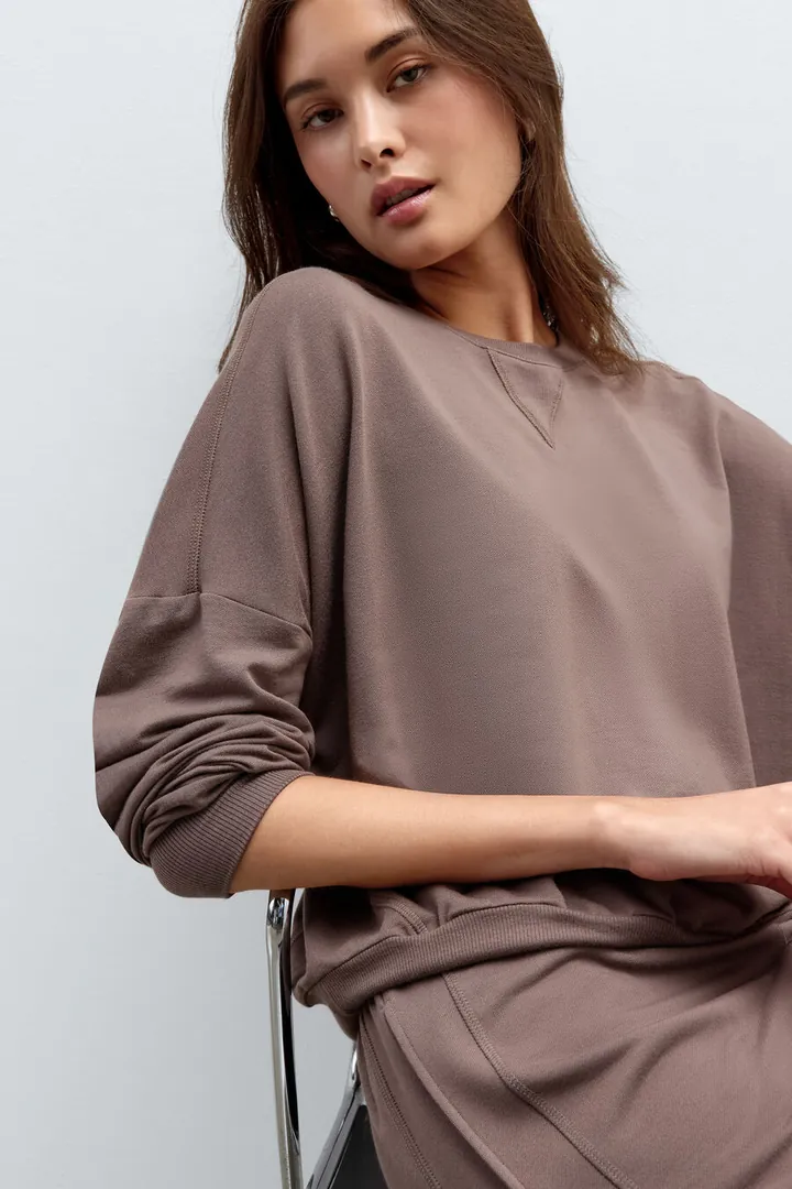 Intimissimi Camiseta Manga Larga de Modal y Algodón Sporty & Chic Mujer Marrón Tamaño L