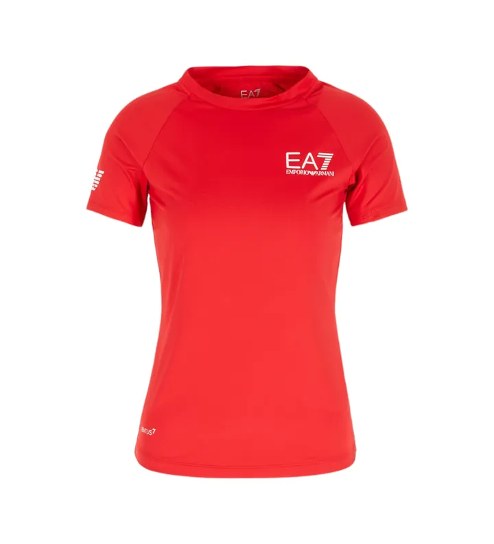 EA7 para mujer. 8NTT70_TJEMZ Camiseta Deportiva rojo (3XL), Deportivo, Multideporte, Poliamida, Manga corta