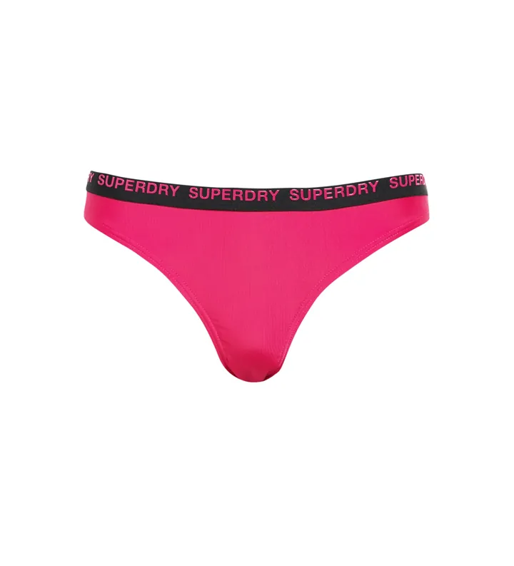 Superdry para mujer. W3010390A Braguita de bikini elástica de corte atrevido rosa (L), Beachwear, Poliéster Reciclado, Sostenible