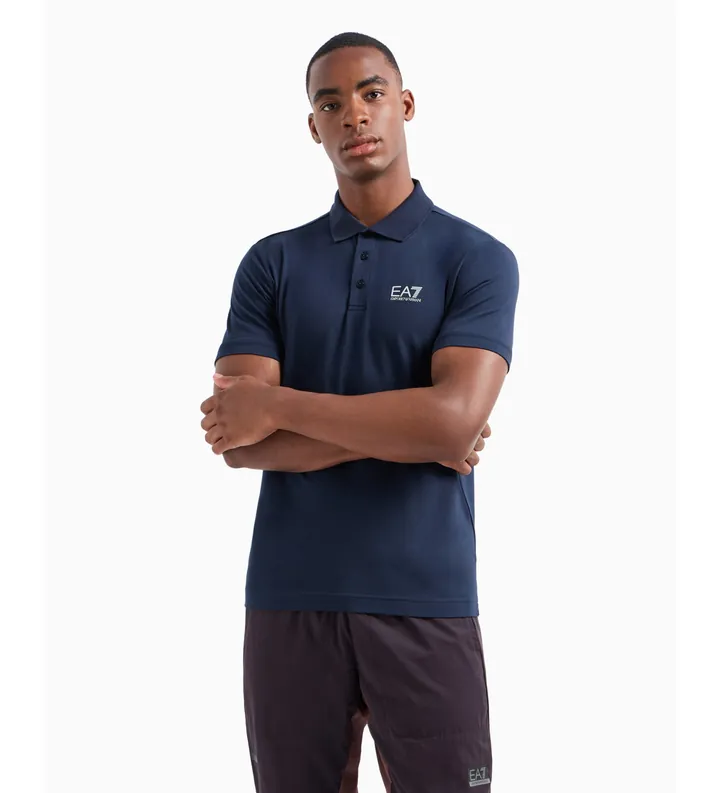 EA7 para hombre. 8NPF14_PJVQZ Polo Core identity de algodón elástico marino (M), Casual, Manga corta