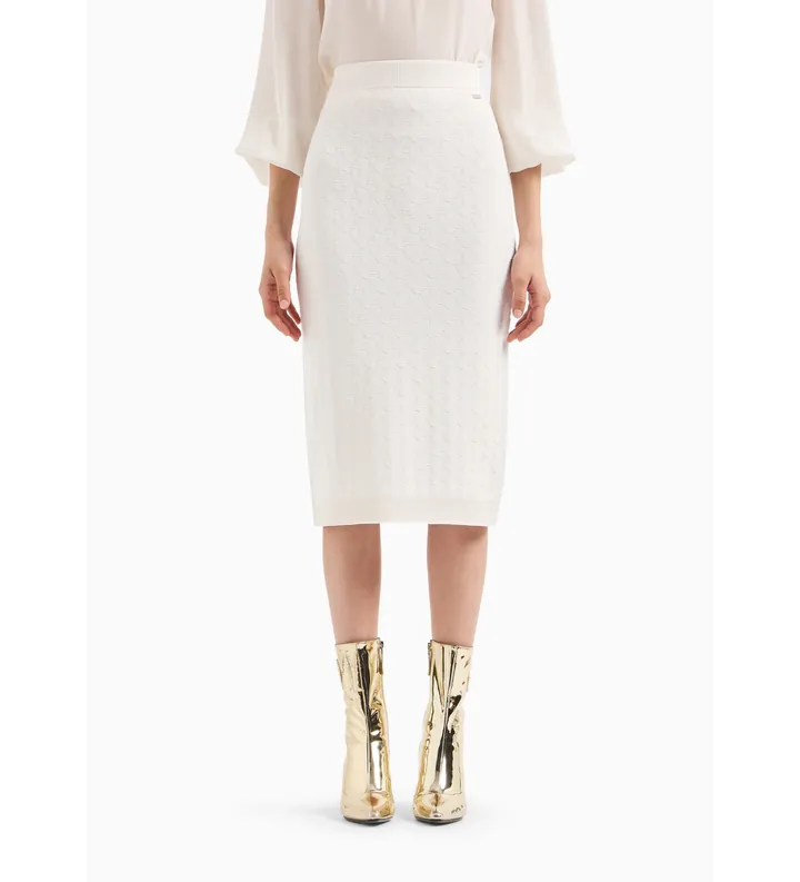 A|X Armani Exchange para mujer. 8NYN9AYMH6Z1130 Falda midi blanco (L), Casual, Viscosa
