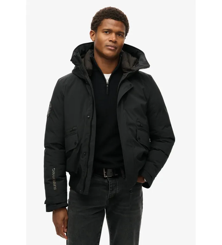 Superdry para hombre. M5011908A Cazadora bómber acolchada City negro (M), Casual, Poliéster Reciclado, Sostenible