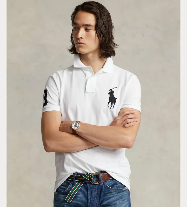 Polo Ralph Lauren para hombre. 710688969003 Polo de malla Logo blanco (L), Casual, Algodón, Manga corta