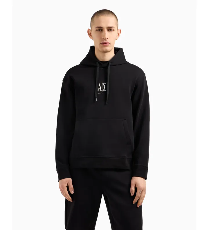 A|X Armani Exchange para hombre. XM000369AF10818UC001 Sudadera con capucha negro (L), Casual, Deportivo, Algodón, Multideporte