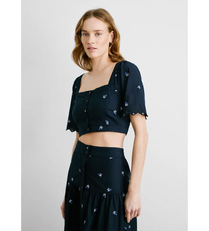 Pepe Jeans para mujer. PL305045 Top Energy marino (L), Casual, Algodón, Manga corta