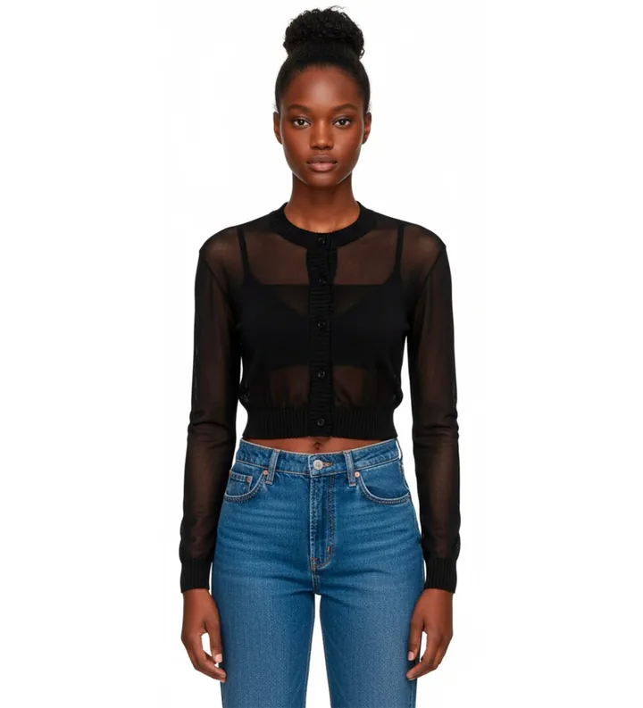 Rotate para mujer. 113707100 Cárdigan Sheer negro (34), Casual, Viscosa, Manga larga